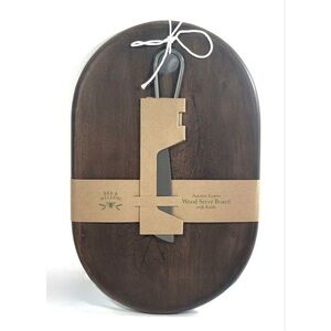 Bee & Willow Autumn Leaves Acacia Wood Serve Board with Knife - NWT